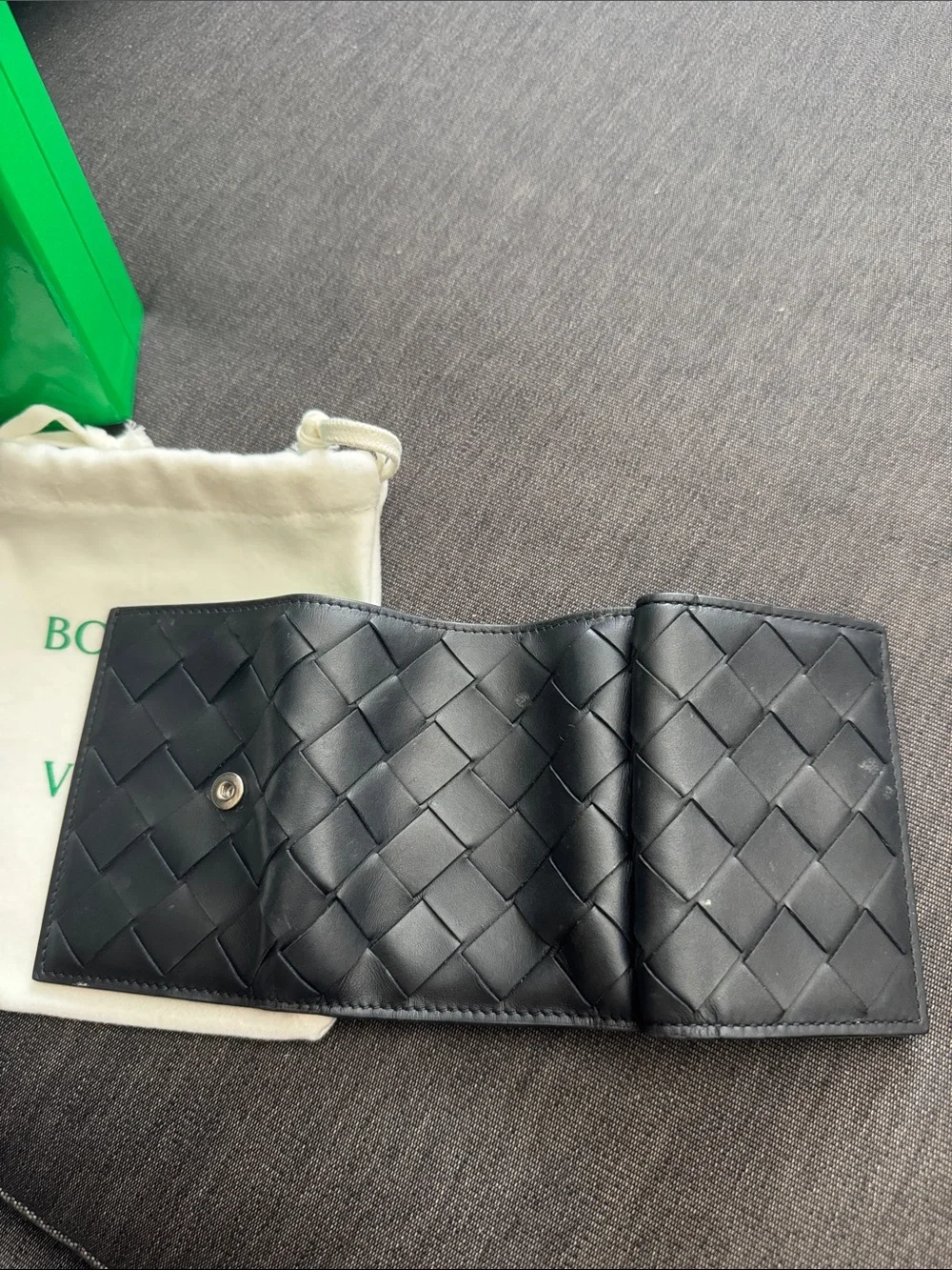 Bottega Veneta Black Intrecciato Leather Bi-Fold Card Case
